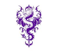 Lettering Decals Flying Dragon Head Tattoo Silhouette Facing Left 50.4x84.8cm Removable Without Leaving Glue Purple