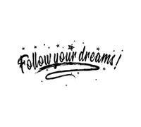Lettering Decals Follow Your Dreams and say Hello to The Stars 30x69.3cm Waterproof Black
