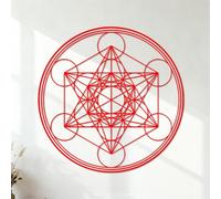 Lettering Decals Geometric Metatron's Cube Alchemy Line Circle Mandala 54.6x54.6cm Window Decals Red