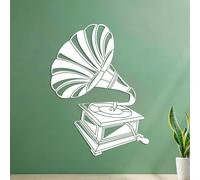 Lettering Decals Gramophone Music Vintage ation 54.6x73.6cm Multiple Size Options White