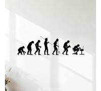 Lettering Decals Human Evolution History Quotes from Apes to Computer Geek Teenagers 22x77.5cm Do not Damage the wall Surface Black