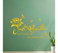 Lettering Decals Inspirational Just Breathe You'll Never Live This Moment Again 35x56.4cm Self Adhesive Yellow
