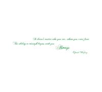 Lettering Decals It Doesn't Matter who You are Where You Come from The Ability to Triumph Begins with You Always 20x92.2cm Self Adhesive Green
