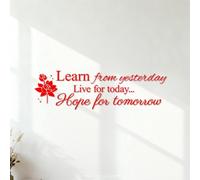 Lettering Decals Learn from Yesterday Live for Today Hope for Tomorrow 32.5x110.5cm Equipped with Transfer Film kit Red