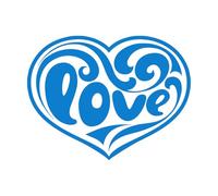 Lettering Decals Love and Romance Heart Inscription Love Pattern Smooth Lines 81x108.5cm Waterproof Extra Large Blue