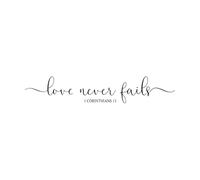Lettering Decals Love Never Fails Bible 1 Corinthians 13 Marriage Newlyweds Or Couples 18x93.3cm Art Decoration Small Black