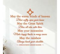 Lettering Decals May the Warm Winds of Heaven Blow Softly Upon Your House May the Great Spirit Bless All Those who Enter There. American Indian Cherokee Blessing 35x37.8cm Tattoo Culture Orange