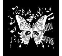 Lettering Decals Music Notes Butterfly and with Flying Musical Notes 54.6x60.3cm Removable Without Leaving Glue White
