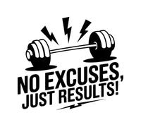 Lettering Decals no Excuses just Results Gym Barbell 54.6x61.9cm Tattoo Culture Black