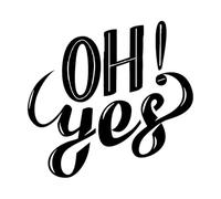 Lettering Decals oh yes Cool Retro Typography 54.6x57.7cm Window Decals Black