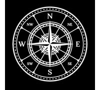 Lettering Decals Old Compass Vintage map Wind Rose Directions 54.6x54.6cm Self Adhesive White