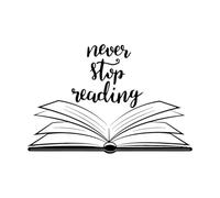 Lettering Decals Open Book Quote Reading Library 48x72.3cm Waterproof Black