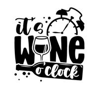 Lettering Decals Phrase Wine O'clock Wine Glass 36x38.4cm Art Mural Painting Small Black