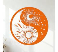 Lettering Decals Religious Yinyang Symbols Sun Moon Buddhism Stars Day and Night 42x42cm Car Body Decoration Orange