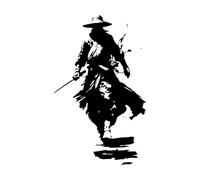 Lettering Decals Samurai Warrior Silhouette Japanese Armor Katana 48x76.4cm Personalized Customization Large Black