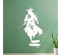Lettering Decals Samurai Warrior Silhouette Japanese Armor Katana 54.6x88.2cm Self Adhesive White