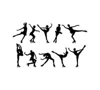 Lettering Decals Silhouette Figure Skating Women Dancer Ice Skating 30x50.3cm Do not Damage The Wall Surface Black