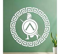 Lettering Decals Sparta Spartan Ancient Warrior Spear Shield 54.6x54.7cm Store Decoration White