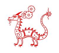 Lettering Decals Steampunk Mechanical Dragon Gears and steam Creative Fantasy Mechanical Design Mythical Creature 42x44.1cm Wall beautification Red