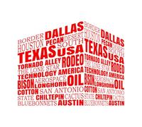 Lettering Decals Texas Words Cloud 34x42.7cm Equipped with Transfer Film kit Red