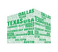Lettering Decals Texas Words Cloud 34x42.7cm Waterproof Green
