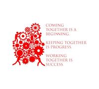 Lettering Decals Together Progress Office Space Gears 45x77.3cm Removable Without Leaving Glue Red