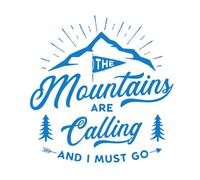 Lettering Decals Travel Print The Mountains are Calling 54.6x55.5cm Tattoo Culture Blue
