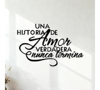 Lettering Decals UNA HISTORIA DE Amor VERDADERA nunca termina 35x54.4cm Window Decals Black