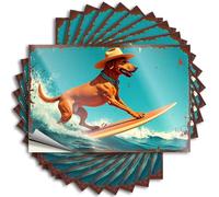 Lettering Sticker Bath Decor Custom Stickers, Hard Waterproof Surfing Dog with Hat On for Hydro Flask | Aesthetic Vinyl Decals for Science Holiday Gift(12X18CM)