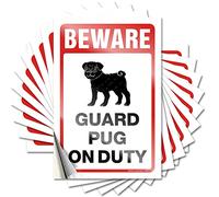 Lettering Sticker Bathroom Stuff Waterproof Vinyl Sticker | Beware! Guard Pug On Duty Punk Bumper for Hunting DIY Projects(12X18CM)