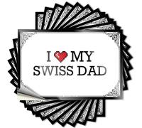 Lettering Sticker Bottle Scratch Resistant Decals, Cool Matte Print for Phone Case Farmers | Music Uv Proof Pack I Love My Swiss Dad(12X18CM)