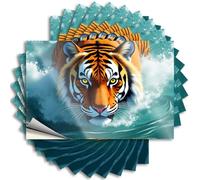 Lettering Sticker Coffee Peel and Stick - Tiger Emerging from Water. Case New Waterproof Vinyl for Mold(12X18CM)
