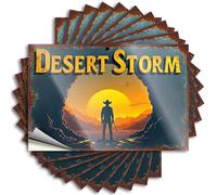 Lettering Sticker Inspirational Vinyl Decals, Beer Decor Waterproof Hard Stickers for Water Bottle | Desert Storm: A Lone Cowboy's Sunset Journey Perfect for Humor Laptop Decor(6X9CM)