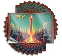 Lettering Sticker Winter Pool Decor Waterproof - Tokyo: A Futuristic Cityscape with Towering Skyscrapers and Golde Window Self Adhesive Decal for Motorcross Use(6X9CM)