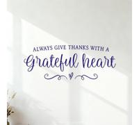 Lettering Stickers Always Be Thankful with A Grateful Heart Christianity 1 Thessalonians Introduction 41.6x110.1cm Car Body Decoration DarkBlue