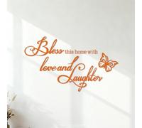 Lettering Stickers Bless This Home with Love and Laughter 35x59.5cm It Won't Fall Off Orange