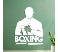Lettering Stickers Boxing Boxer Fight Club Fighter 35x47cm Removable Without Leaving Glue White