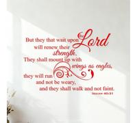 Lettering Stickers But They that Wait Upon the Lord Shall Renew Their Strength They Shall Mount up with Wings as Eagles They Shall not be Weary. Isaiah 40:31 42x57.9cm Multiple Size Options Red