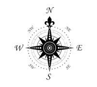 Lettering Stickers Compass Rose Home ation Geography Travel 36x38.3cm Art Decoration Small Black