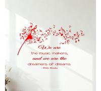 Lettering Stickers Dandelion Music Lovers Notes Quotes We are Music Makers 54.6x78.2cm Wall beautification Red