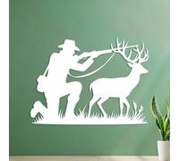 Lettering Stickers Deer Hunting Scene Silhouette Dad 35x46.8cm Do not Damage the wall Surface White