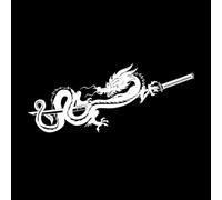 Lettering Stickers Dragon Samurai Sword Warrior Asian 28x67.3cm It Won't Fall Off S-White