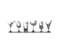 Lettering Stickers Drinking Glass Collection Cocktail Mixed Drink Bar 23x83.6cm Multi Color Selection S-Black
