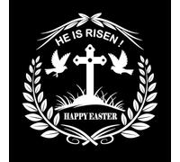 Lettering Stickers Easter Cross with Dove and Laurel Wreath he is Risen Happy Easter 54.6x55.5cm Art Decoration White