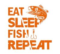 Lettering Stickers eat Sleep Fish Repeat Typography Graphic 42x43.3cm Do not Damage The Wall Surface Orange