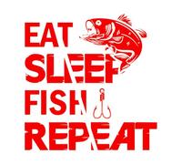 Lettering Stickers eat Sleep Fish Repeat Typography Graphic 54.6x56.3cm Multi Color Selection Red