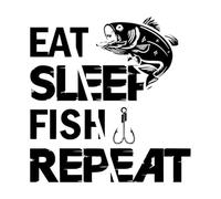 Lettering Stickers eat Sleep Fish Repeat Typography Graphic 54.6x56.3cm Window Decals Black