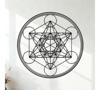 Lettering Stickers Geometric Metatron's Cube Alchemy Line Circle Mandala 54.6x54.6cm Can Modify and add Information Black