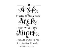 Lettering Stickers Hand Lettering Ask Seek Knock on 36x60.8cm Self Adhesive Black