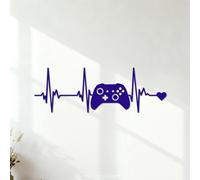 Lettering Stickers Heartbeat Video Game Controller Gaming Zone Game Joystick Gamepad Game Room 54.6x159.2cm Personalized Customization DarkBlue